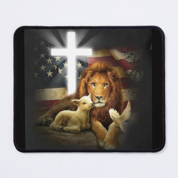 Item preview, The Lion Lamb Dove The Cross American Flag 2BLK designed and sold by Rowena Jones.