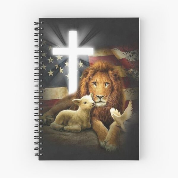 Item preview, The Lion Lamb Dove The Cross American Flag 2BLK designed and sold by Rowena Jones.