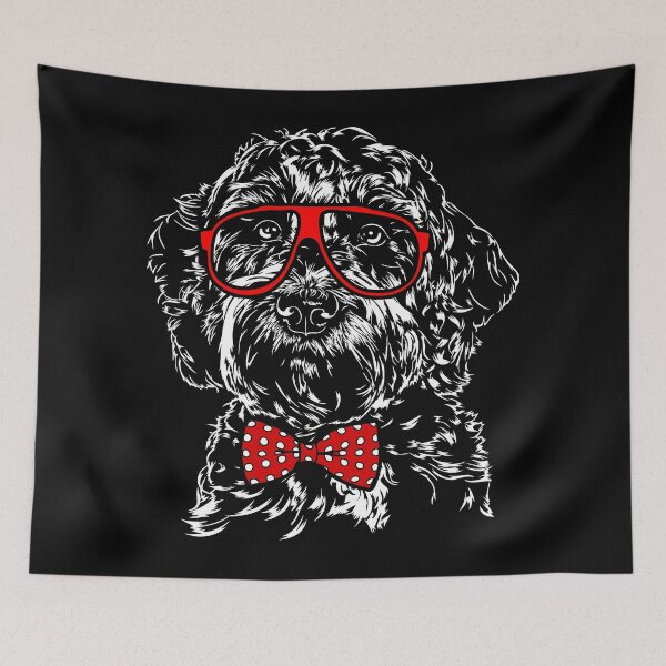 Item preview, Funny doodle with glasses and bow tie Goldendoodle Labradoodle dog designed and sold by dogarts.