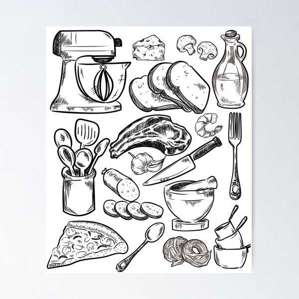 Item preview, cooking utensils and food designed and sold by Iolamoui.