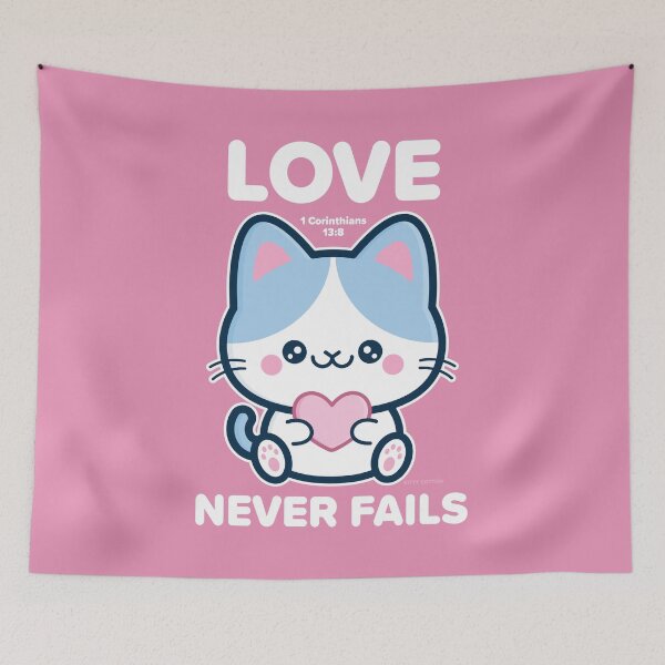 Item preview, Love Never Fails - Bible Verse Cat - 1 Corinthians 13:8 designed and sold by KittyCotton.