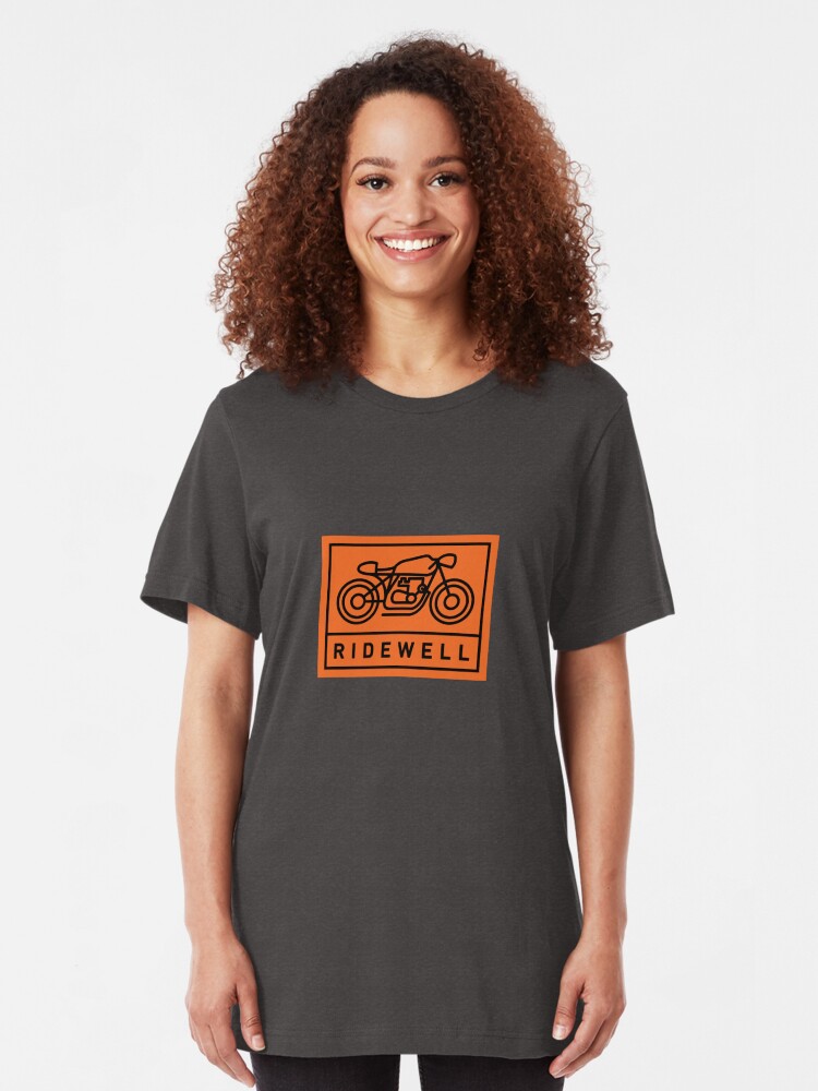 Alternate view of RIDEWELL Logo - Black on Orange Slim Fit T-Shirt