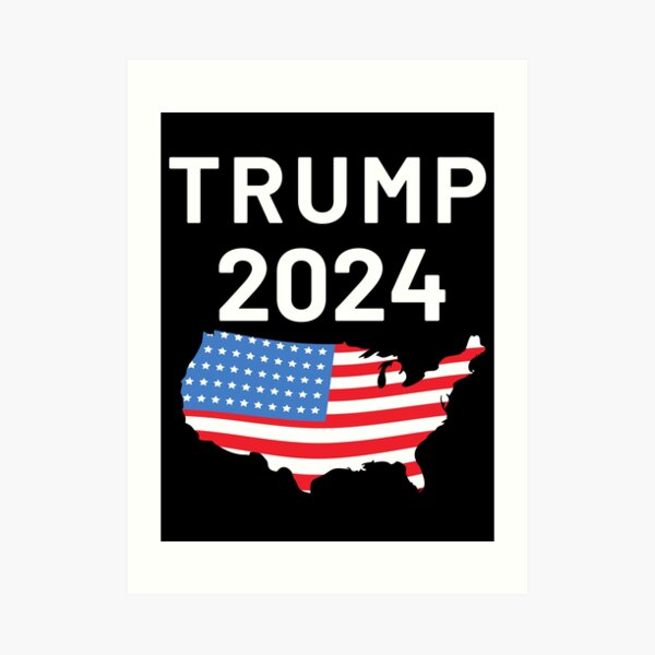 Trump 2024 With American Map Covered In American Flag Art Print For   Aps,504x498,small,transparent Pad,600x600,f8f8f8 