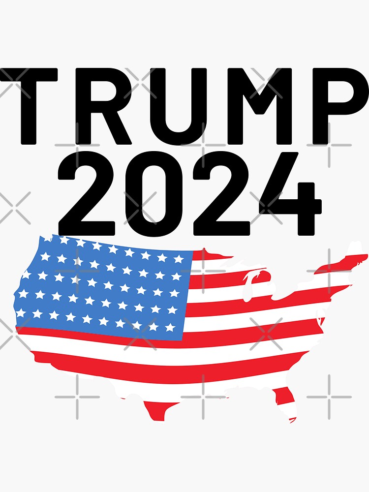 Trump 2024 With American Map Covered In American Flag Sticker For   Bg,f8f8f8 Flat,750x,075,f Pad,750x1000,f8f8f8 