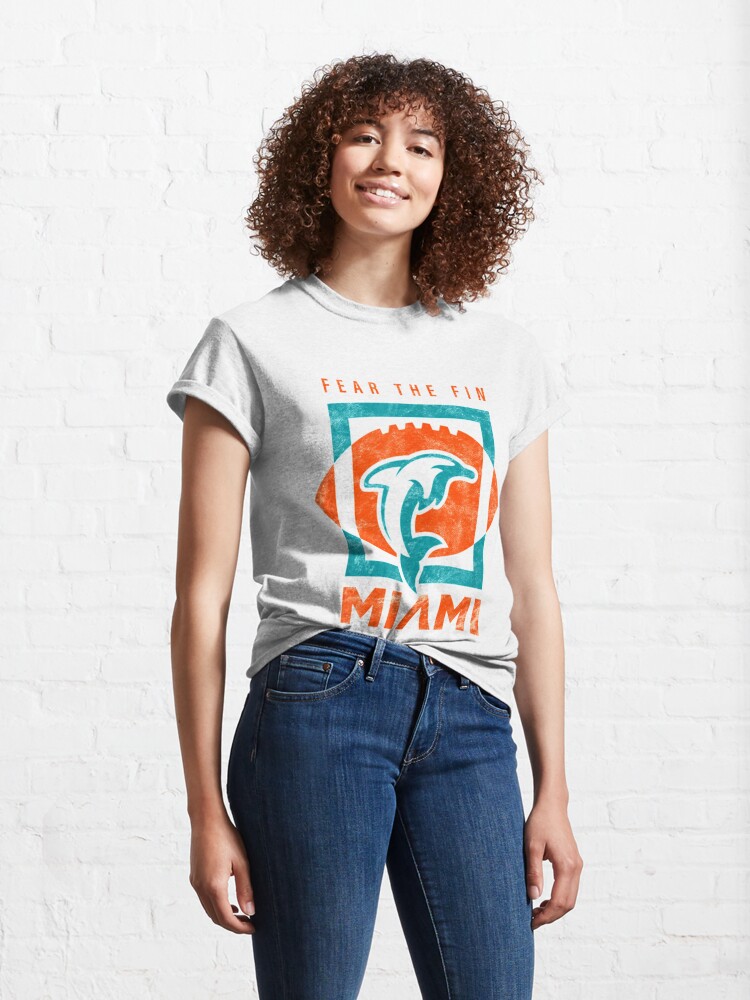 NFL Miami Dolphins Fins Women Ladies Game Tradition Tee Wht Tshirt