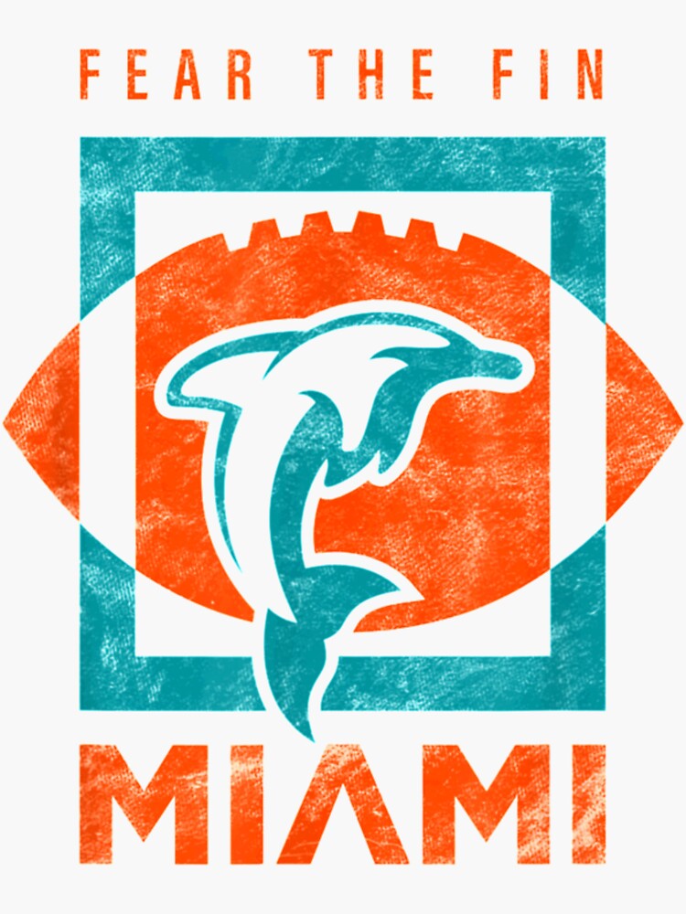 Cool Dolphin Fear the Fin Miami Football Fan  Sticker for Sale by  JoselinDuran