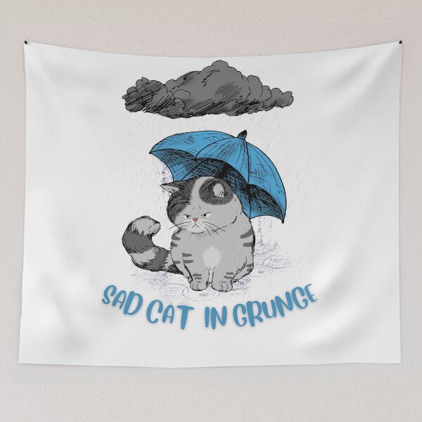 Item preview, Sad Cat in a Grunge designed and sold by LuckyCatStore.