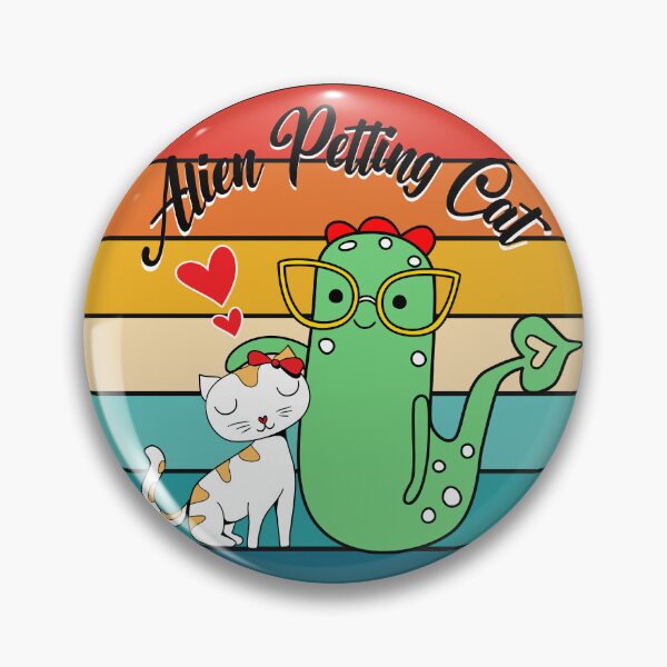 Item preview, Alien Petting Cat, Vintage and Retro Sunset Circles designed and sold by sarodigiart.