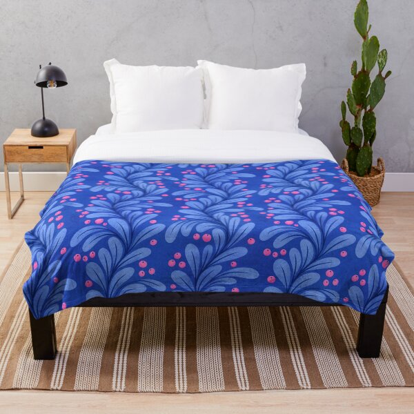 Item preview, Cobalt Blue Leaves and Hot Pink Berries designed and sold by RebeccaFlaherty.