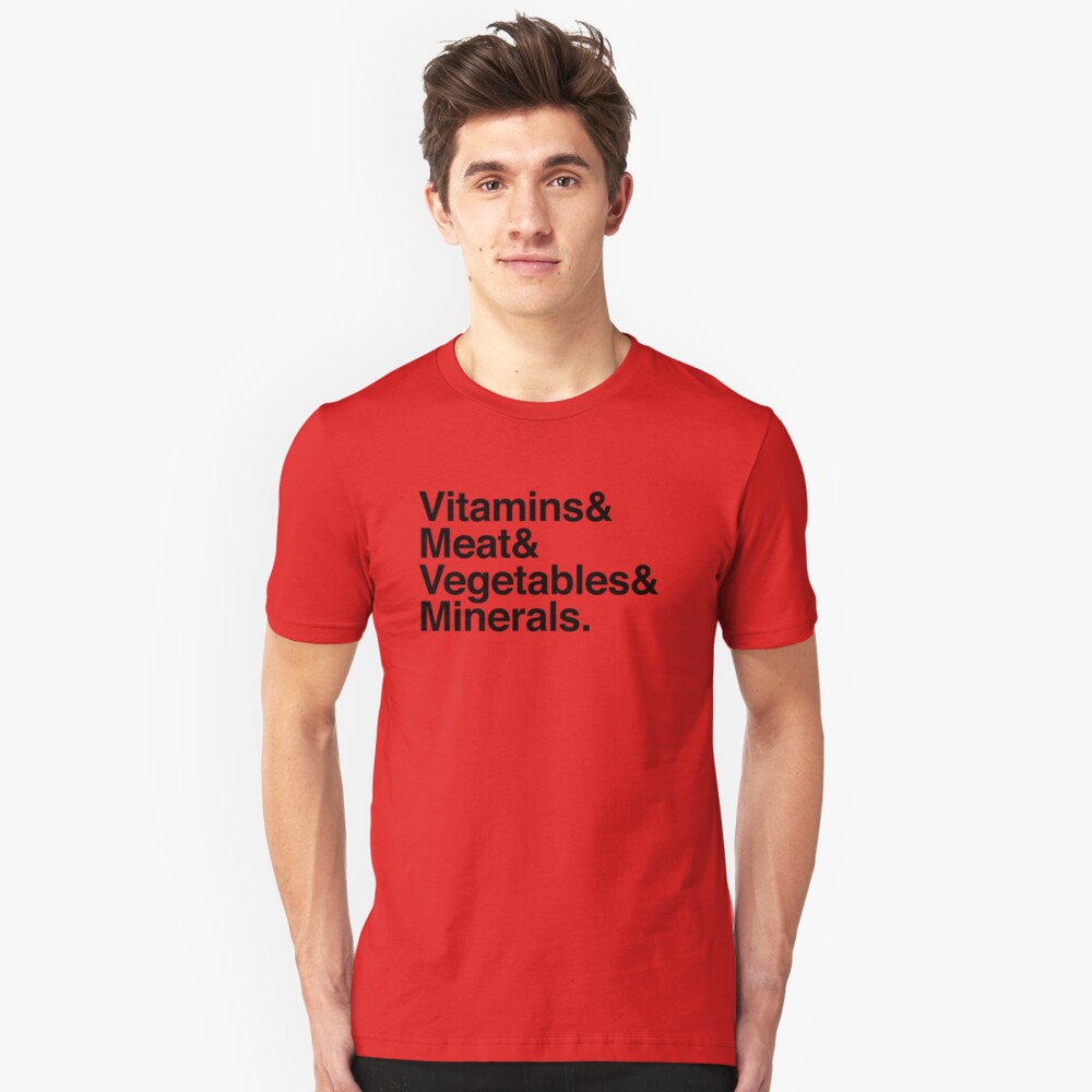 Vitamins& Meat& Vegetables& Minerals. Slim Fit T-Shirt