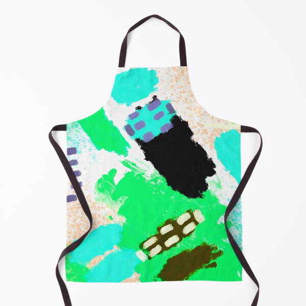 Item preview, Blue, Green, White, Neon Tones and Orange Brushstrokes of Paint Pattern, Squares - Modern Art designed and sold by theprintedclub.
