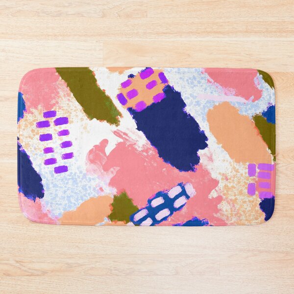 Item preview, Pink, Blue, Lilac, Salmon and White Brushstrokes of Paint Pattern, Squares - Modern Art designed and sold by theprintedclub.