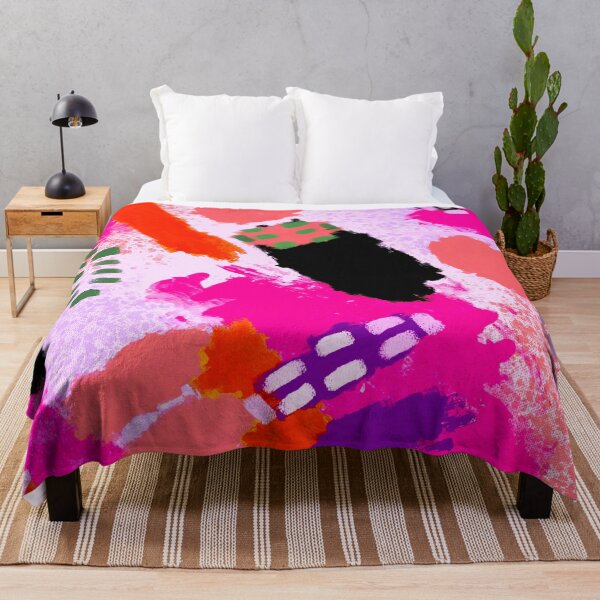 Item preview, Pink, Purple, Black, Green, Lilac and Orange Brushstrokes of Paint Pattern, Squares - Modern Art designed and sold by theprintedclub.