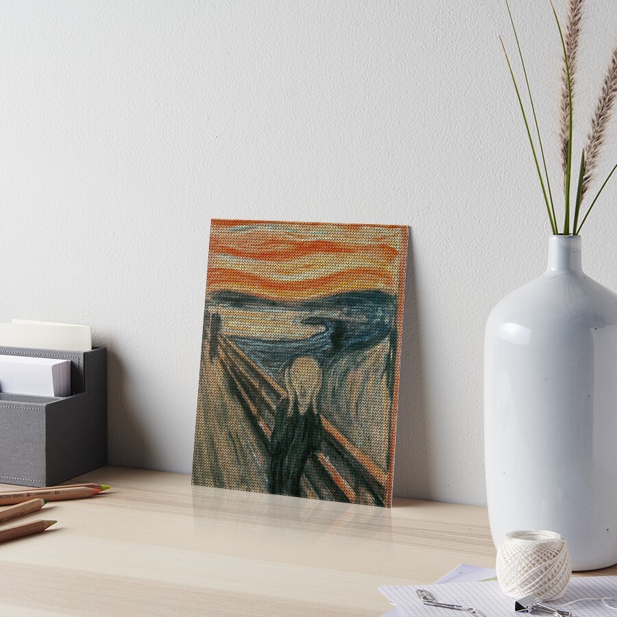 The Scream Lovingly Knitted by Granny E-Munch Art Board Print