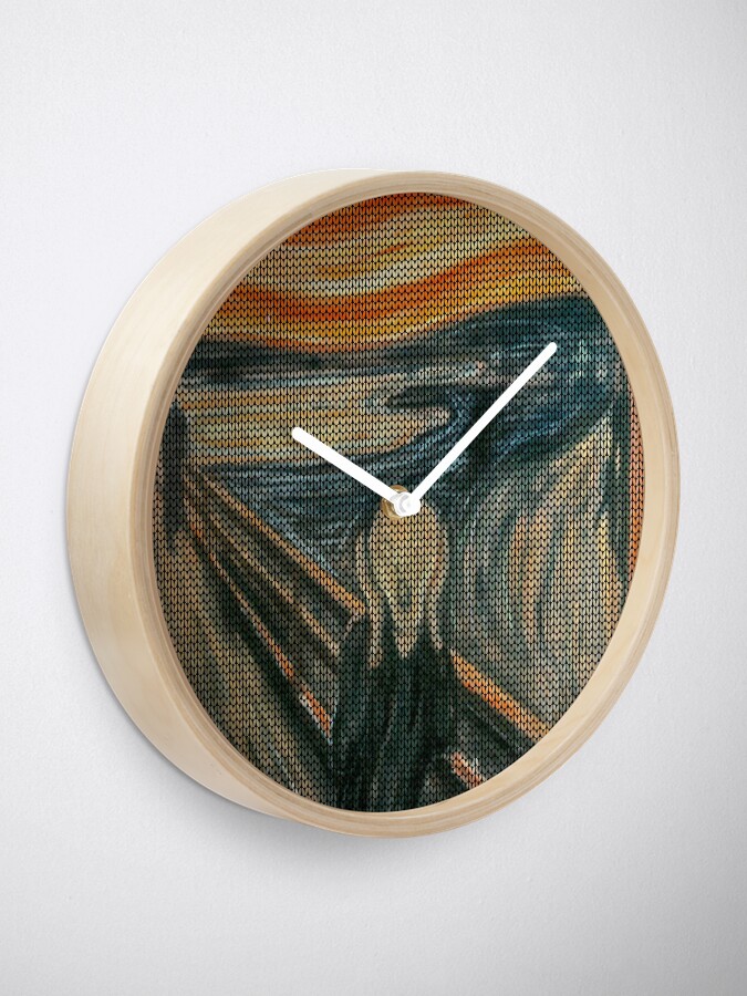 Alternate view of The Scream Lovingly Knitted by Granny E-Munch Clock