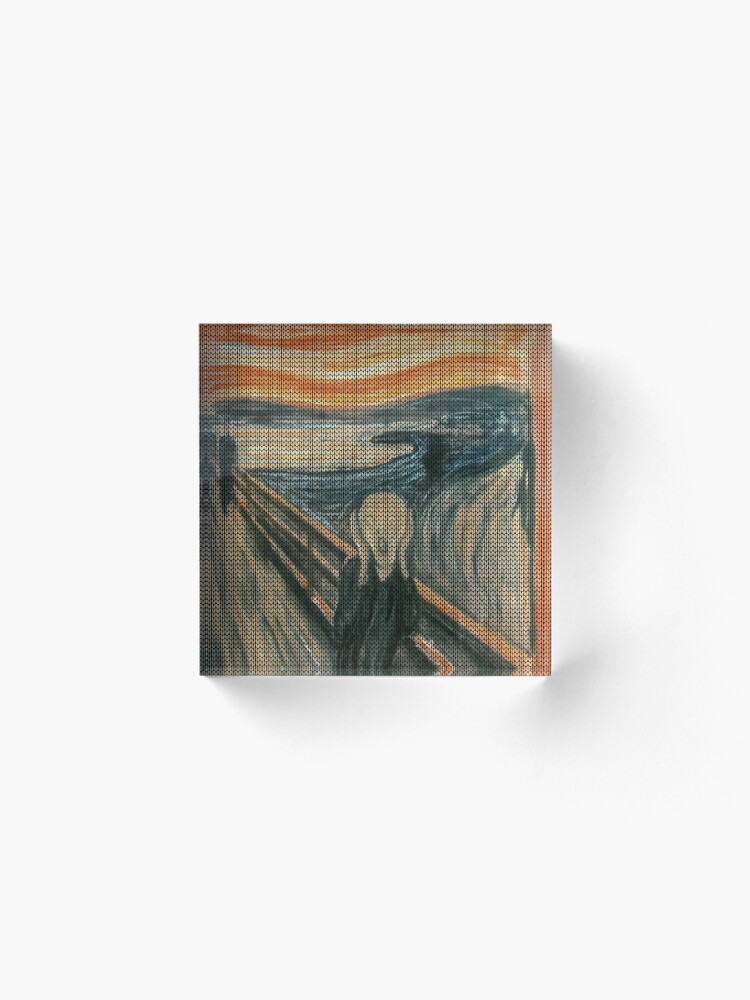 Alternate view of The Scream Lovingly Knitted by Granny E-Munch Acrylic Block