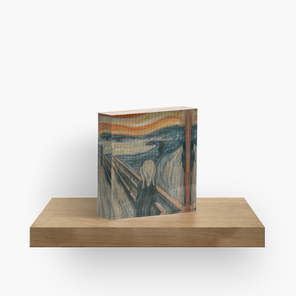 The Scream Lovingly Knitted by Granny E-Munch Acrylic Block