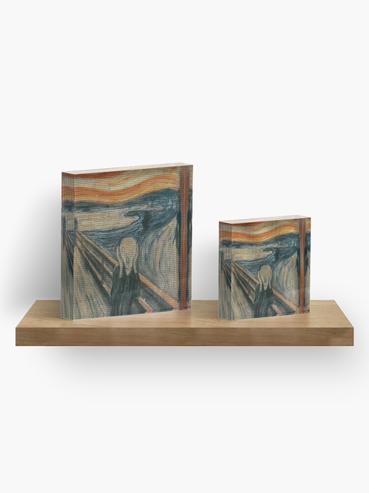 Alternate view of The Scream Lovingly Knitted by Granny E-Munch Acrylic Block