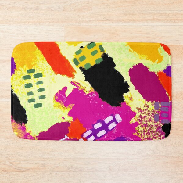 Item preview, Pink, Purple, Yellow, Black and Orange Brushstrokes of Paint Pattern, Squares - Modern Art designed and sold by theprintedclub.