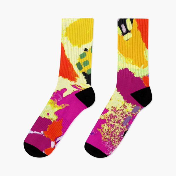 Item preview, Pink, Purple, Yellow, Black and Orange Brushstrokes of Paint Pattern, Squares - Modern Art designed and sold by theprintedclub.