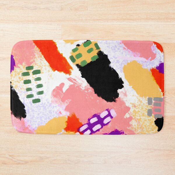 Item preview, Pink, Purple, Yellow, White, Black and Orange Brushstrokes of Paint Pattern, Squares - Modern Art designed and sold by theprintedclub.