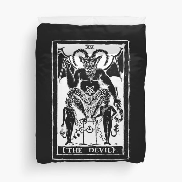 The Devil Tarot card by Shayne of the Dead Duvet Cover