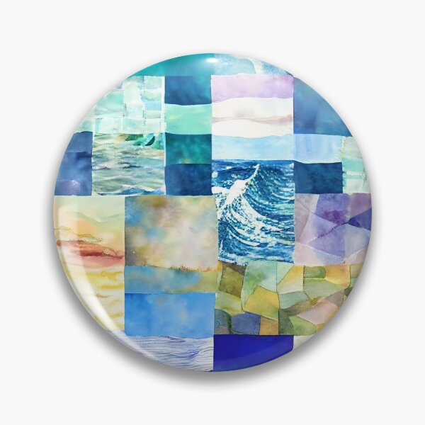 Item preview, Watercolor Patchwork Quilt Design Sea Ocean Beach Lighthouse designed and sold by ClairesPatterns.