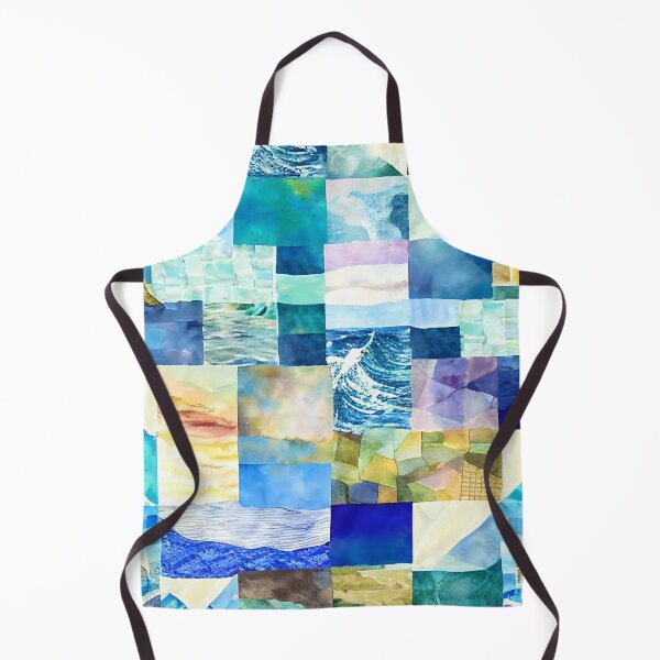 Item preview, Watercolor Patchwork Quilt Design Sea Ocean Beach Lighthouse designed and sold by ClairesPatterns.