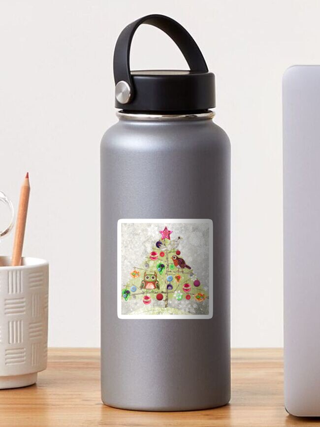 Thumbnail 1 of 3, Sticker, Birds in Christmas Tree, Scandi style designed and sold by synthetick.