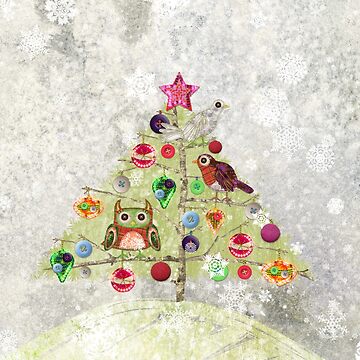 Artwork thumbnail, Birds in Christmas Tree, Scandi style by synthetick
