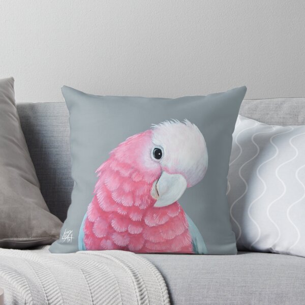 Pink and Grey Galah Throw Pillow