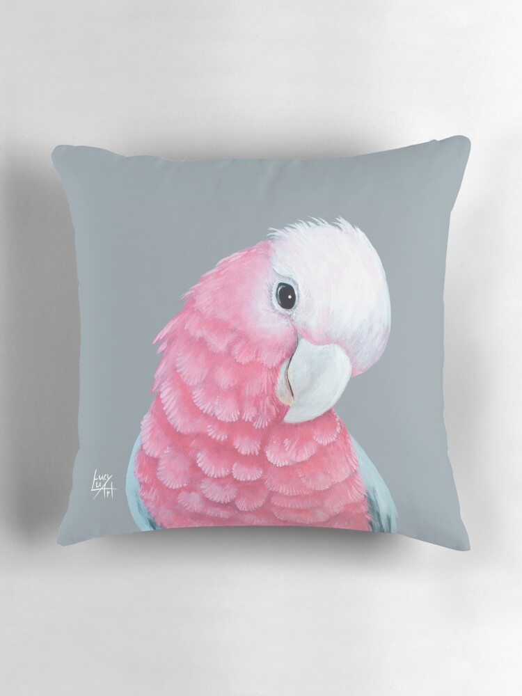 Thumbnail 3 of 4, Pillow, Pink and Grey Galah designed and sold by lucyluart.
