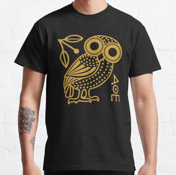 Artikel-Vorschau von Niedliche athenische Eulenkontur, inspiriert von der antiken griechischen Kunst auf der Tetradrachme-Münze, designt und verkauft von Happy Puppy Print On Demand.