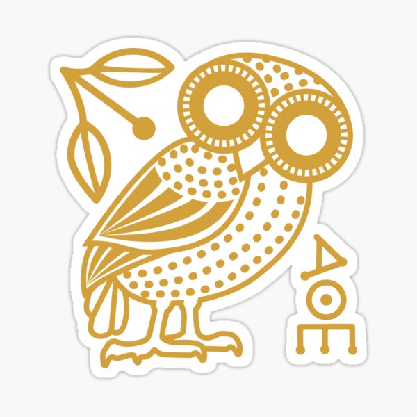Item preview, Cute Athenian owl outline inspired by the ancient Greek art on the Tetradrachm coin designed and sold by Happy Puppy Print On Demand.