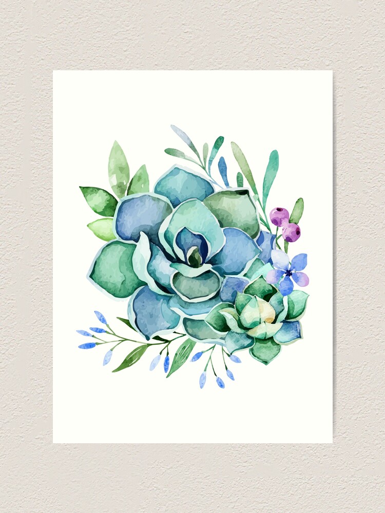 Watercolor Succulent" Art Print By Meghanmarie | Redbubble