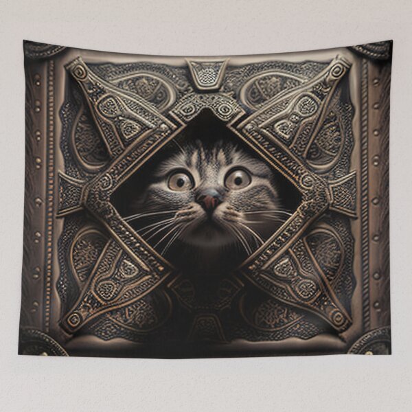 Item preview, Cat peaking out of pandora box designed and sold by RK - Shop.
