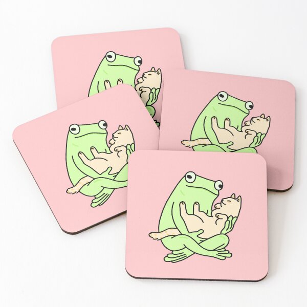 Item preview, frog and cat sticker designed and sold by ventumpluviam.