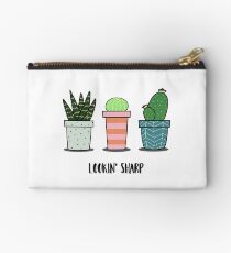 Lookin Sharp cacti trio in pots, cactus, succulent, aloe illustration Studio Pouch