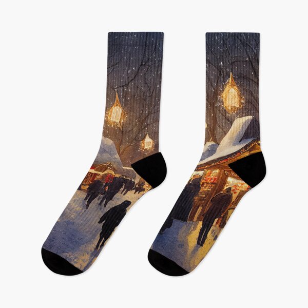 Artikelvorschau, Familien gehen auf dem verschneiten Weihnachtsmarkt spazieren entworfen und verkauft von justinasv775.