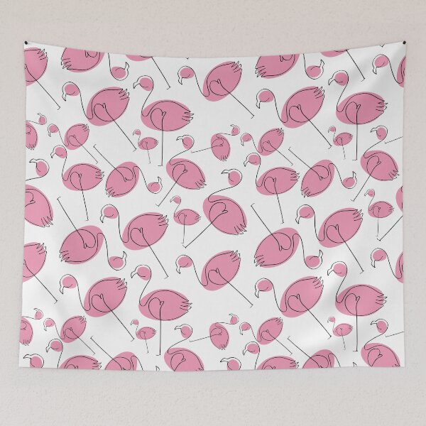 Item preview, Cute Monoline Drawn Flamingo Pattern designed and sold by MakeitMelo.