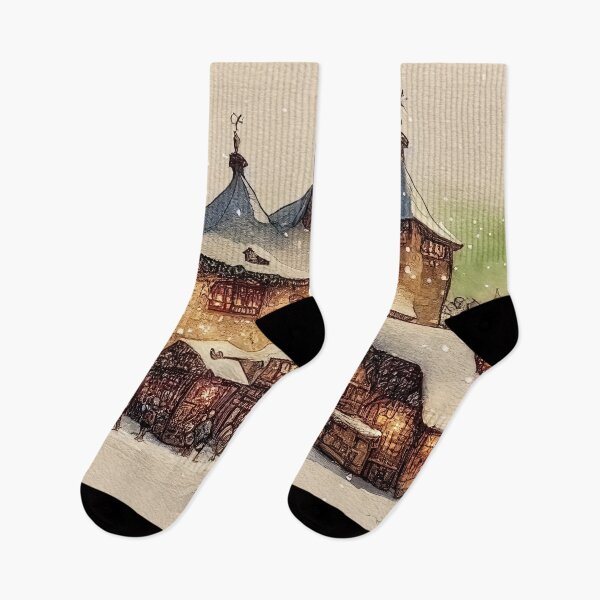 Item preview, Watercolour of traditional medieval Christmas market designed and sold by justinasv775.