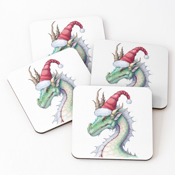 Item preview, Watercolor Christmas Green Dragon Wearing Santa Hat designed and sold by CGSGraphics.