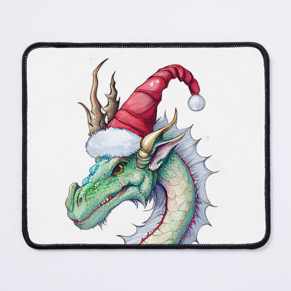 Item preview, Watercolor Christmas Green Dragon Wearing Santa Hat designed and sold by CGSGraphics.