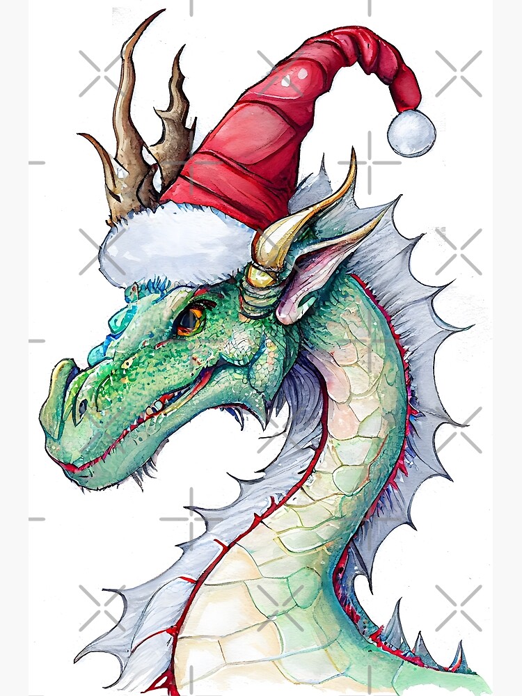 Dragon Mignon Fantastique Avec Chapeau De Noël Carte Du Nouvel An
