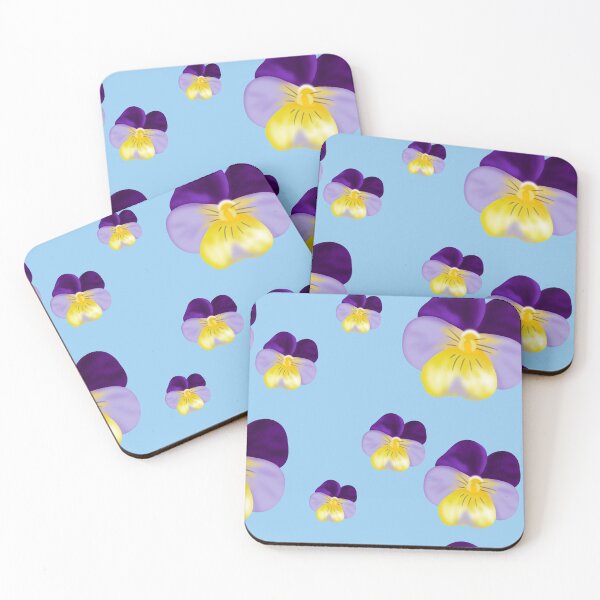 Item preview, Summer Pansies Penséer Flowers Pattern with Light Blue Background designed and sold by Karen Ekdahl.