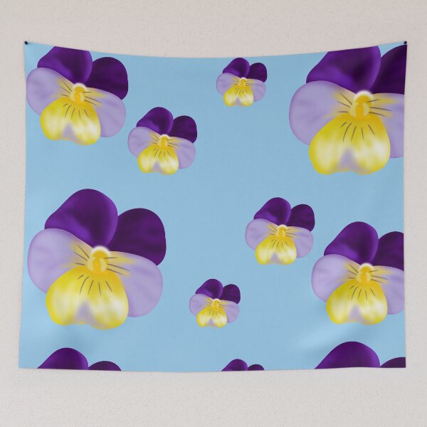 Item preview, Summer Pansies Penséer Flowers Pattern with Light Blue Background designed and sold by Karen Ekdahl.