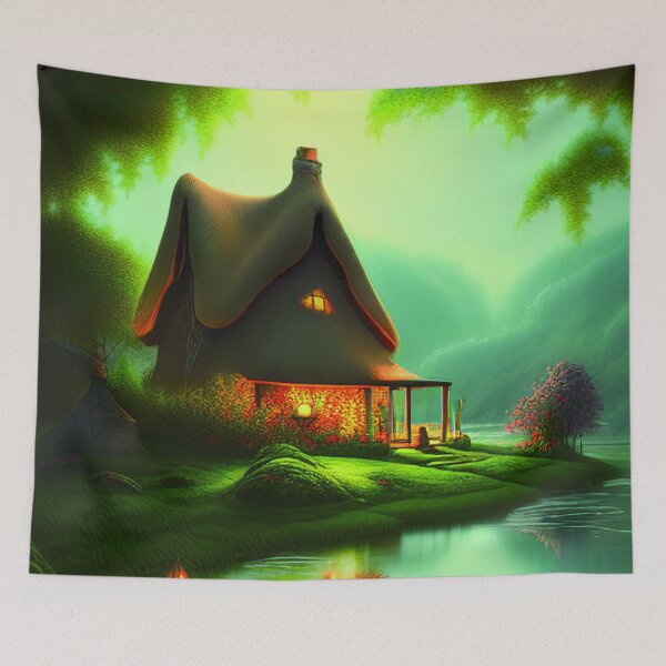 Item preview, Fantasy House In a Greenery Scene, Fantasy Cottagecore designed and sold by NatureFood.
