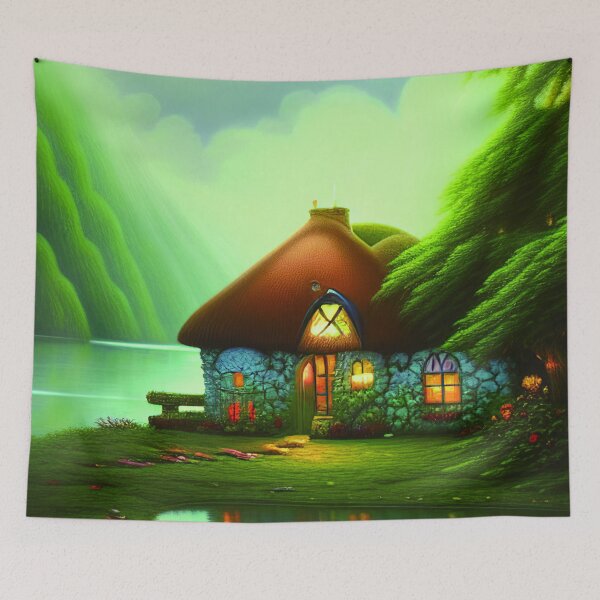 Item preview, Fantasy House In a Greenery Scene, Fantasy Cottagecore designed and sold by NatureFood.