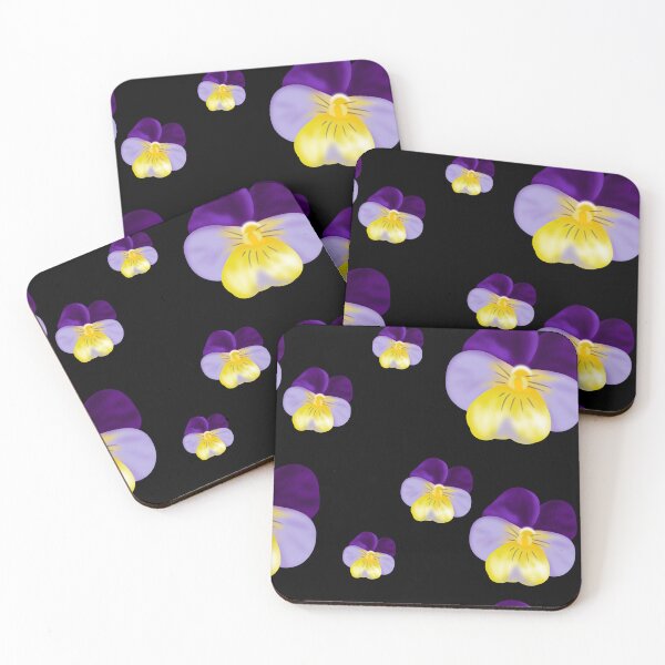 Item preview, Summer Spring Pansies Penséer Flowers Pattern with Black Background designed and sold by Karen Ekdahl.