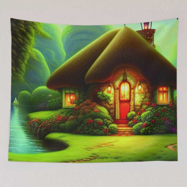 Item preview, Fantasy House In a Greenery Scene, Fantasy Cottagecore designed and sold by NatureFood.